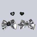 Y2K Silver Bow Heart Clip Set Bobo's House 