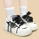 Dark Kawaii Ink Rose Handpainted Chunky Sneakers – Women's