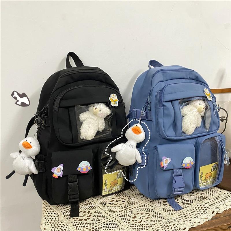 Adorable See Through Pockets Large Canvas Backpacks - Bobo's House