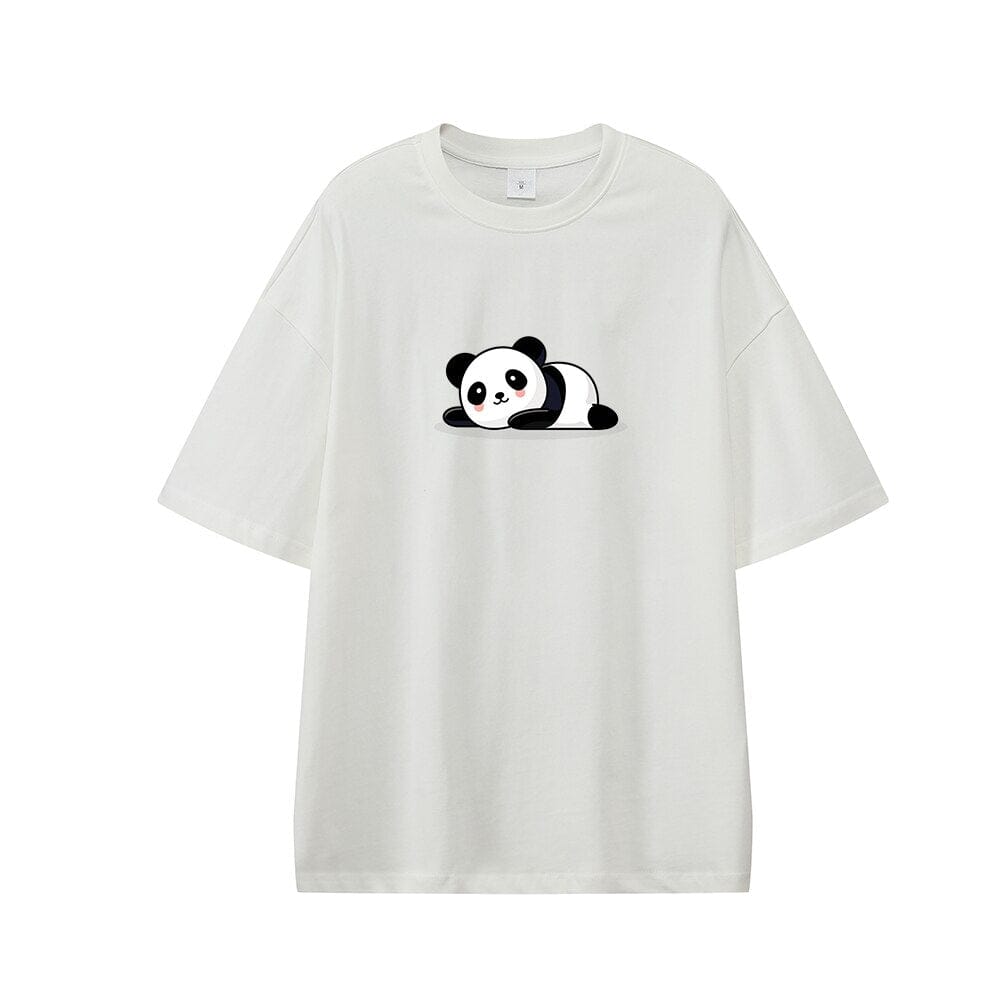 Bam Bam the Panda Oversized Drop Shoulder T-Shirt 0 Bobo&#39;s House White XS 