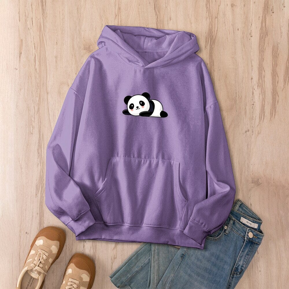 Bam Bam the Panda Oversized Soft Hoodies 0 Bobo&#39;s House Purple S 