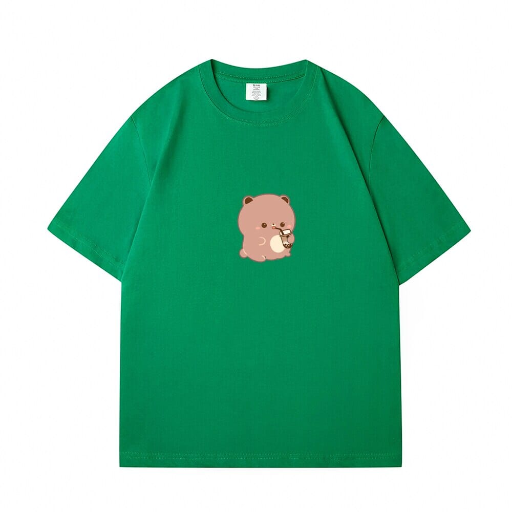 Boba Lovin Boberu Loose Cotton T-Shirts 0 Bobo&#39;s House Grass green S 