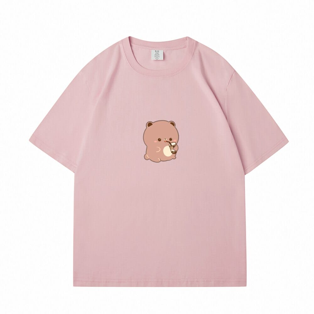 Boba Lovin Boberu Loose Cotton T-Shirts 0 Bobo&#39;s House Pink S 