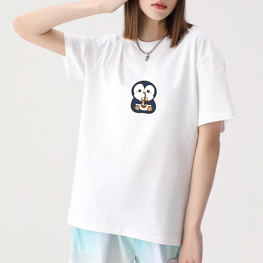 Boba Lovin Penguin Loose Cotton T-Shirts 0 Bobo&#39;s House 