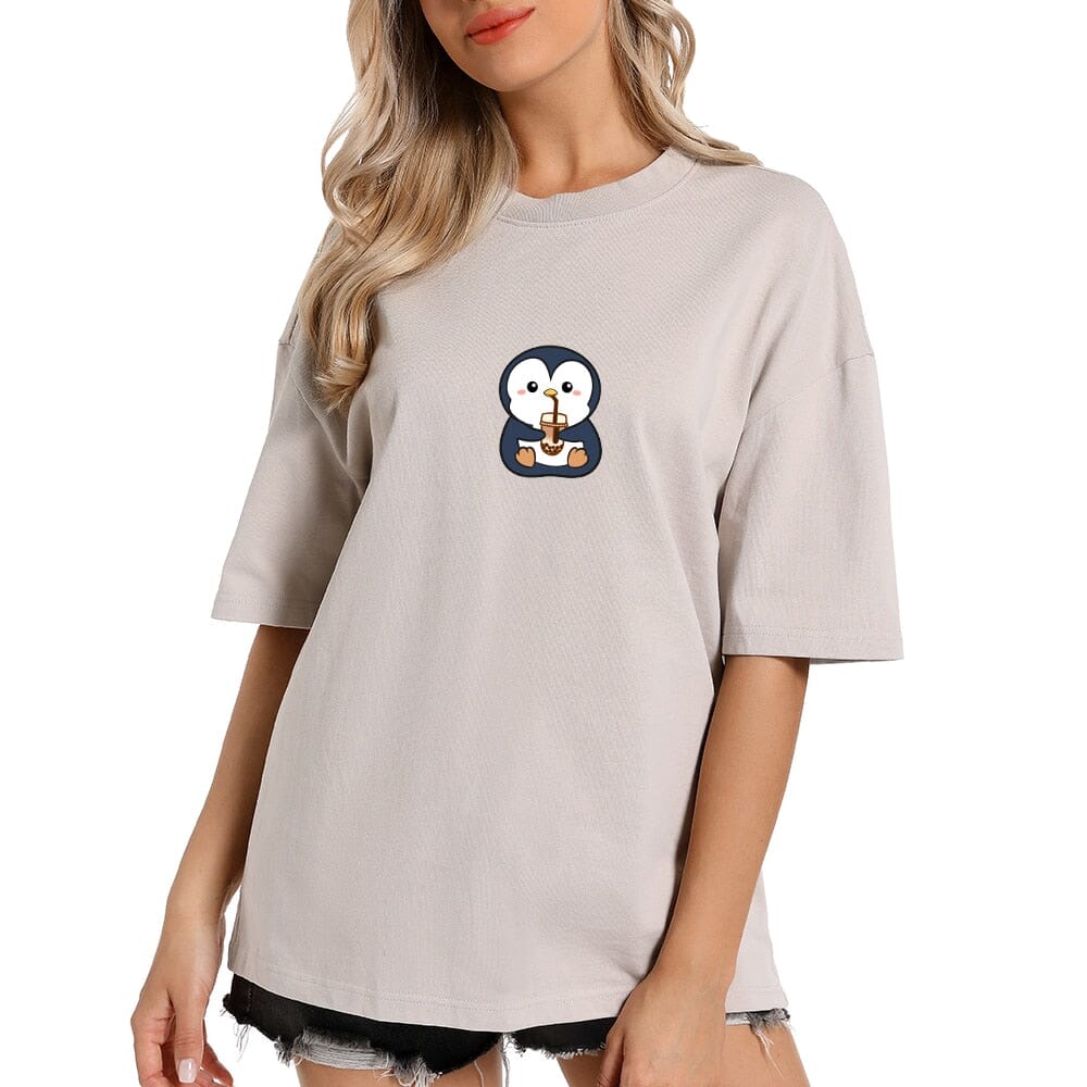 Boba Lovin Penguin Oversized Drop Shoulder T-Shirt 0 Bobo&#39;s House 