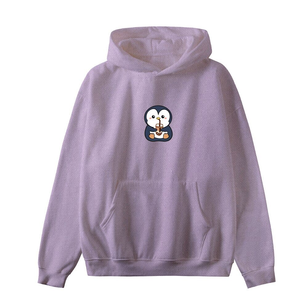 Boba Lovin Penguin Oversized Soft Hoodies 0 Bobo&#39;s House Purple S 
