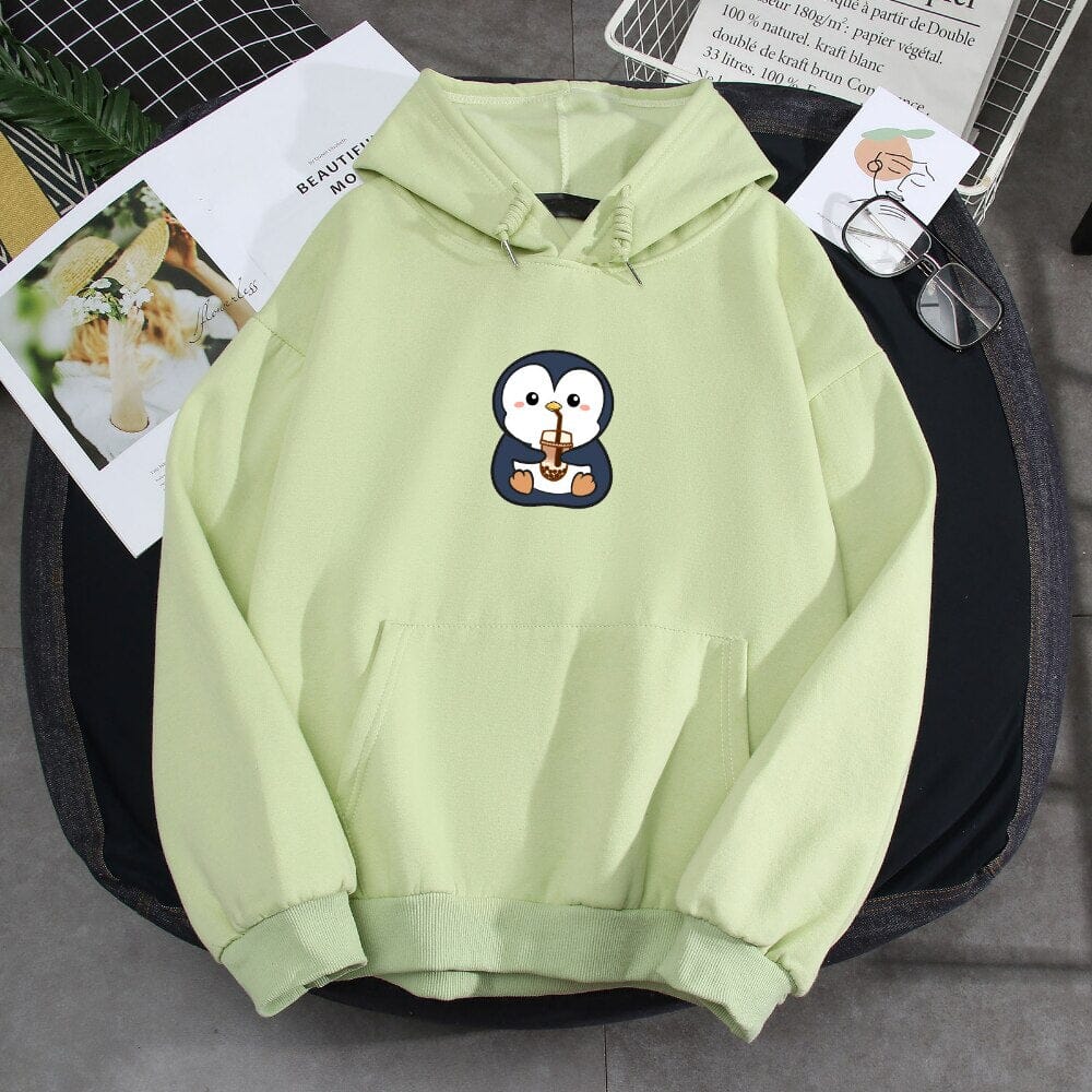 Boba Lovin Penguin Soft Hoodie 0 Bobo&#39;s House Green S 