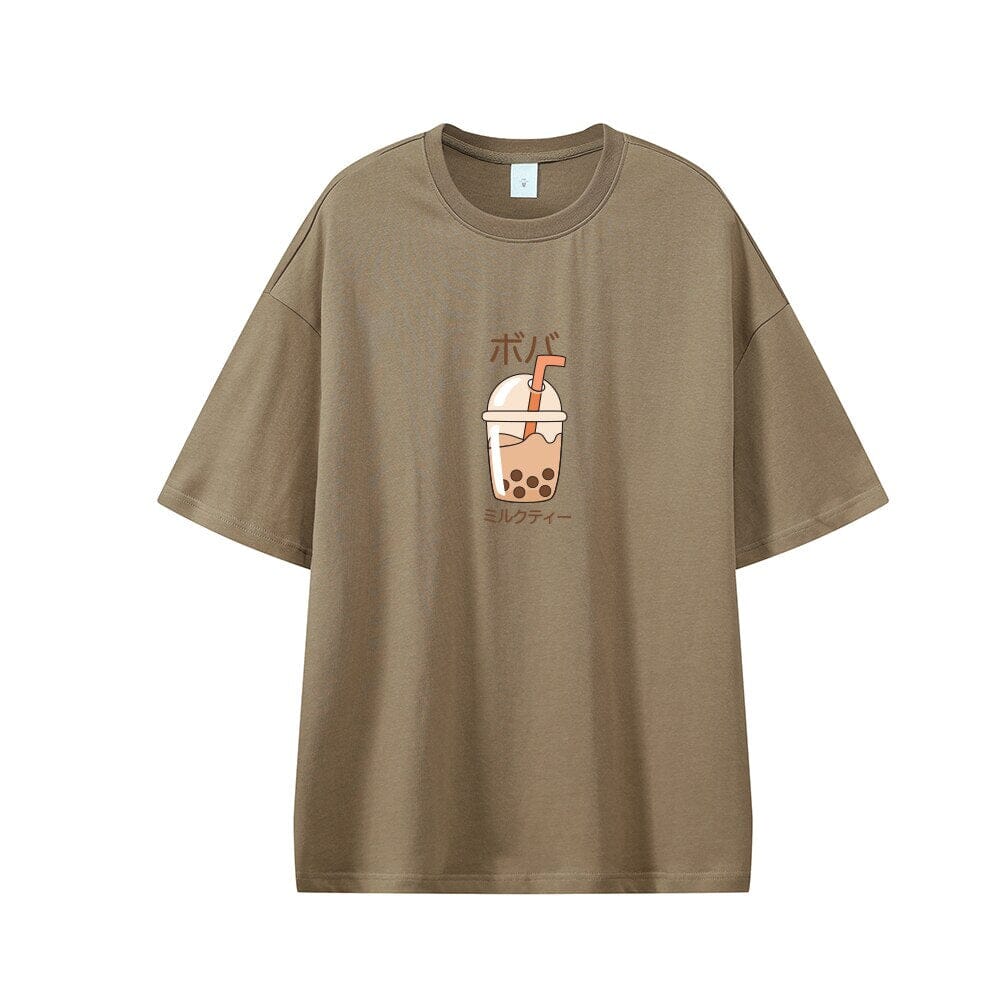 Boba Milk Tea Oversized Drop Shoulder T-Shirt 0 Bobo&#39;s House Coffee XS 