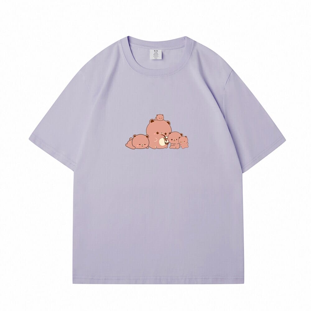 Boberu and Friends Loose Cotton T-Shirts 0 Bobo&#39;s House Purple S 