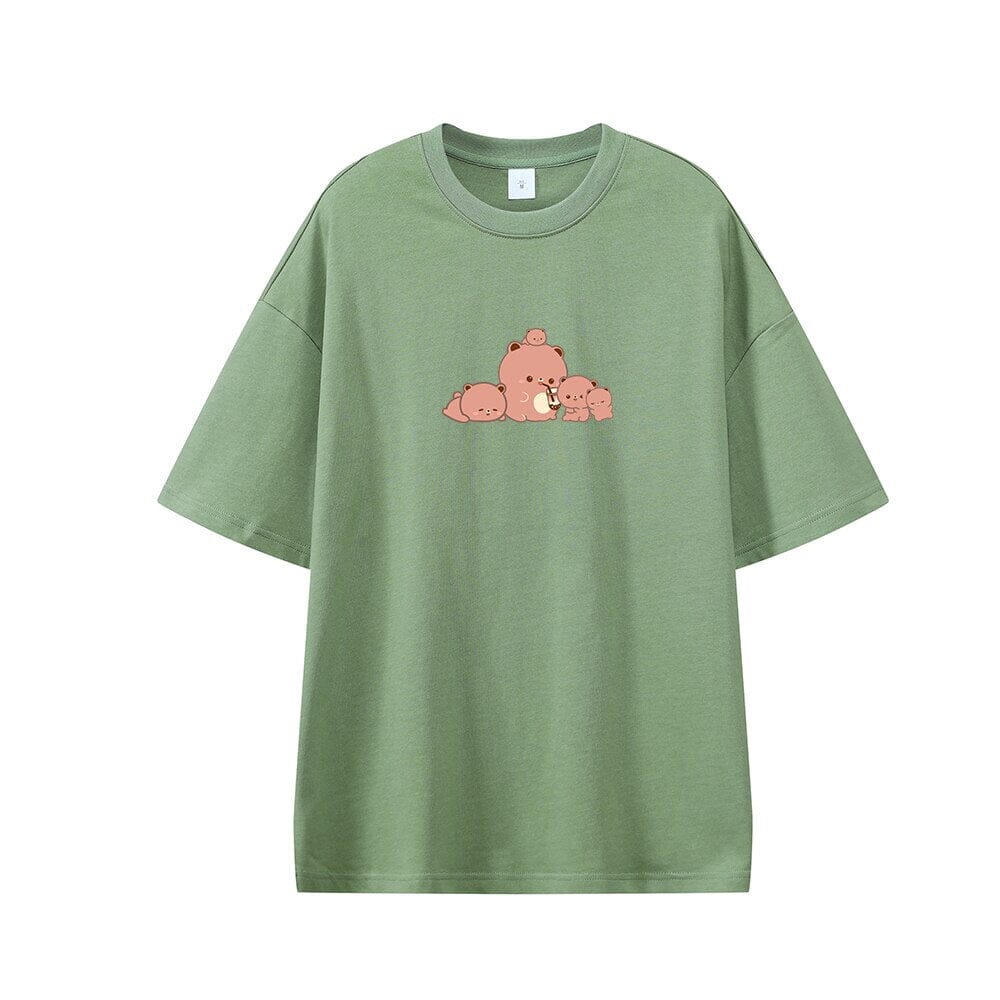 Boberu and Friends Oversized Drop Shoulder T-Shirt 0 Bobo&#39;s House Green XS 