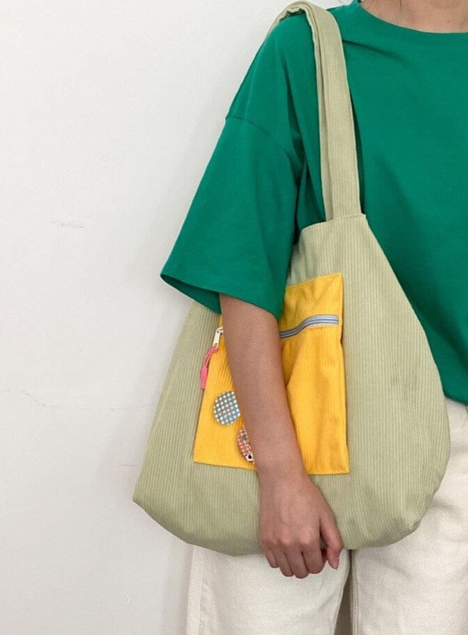 Casually Cute Colorblock Corduroy Shoulder Bag backpack Bobo&#39;s House 