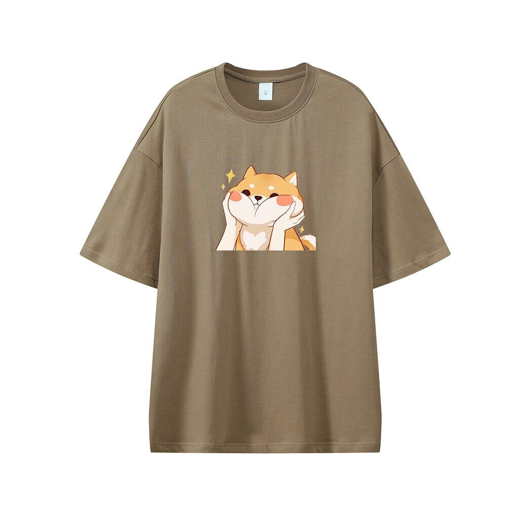 Chubby Shiba Cheeks Oversized Drop Shoulder T-Shirt 0 Bobo&#39;s House Coffee XS 