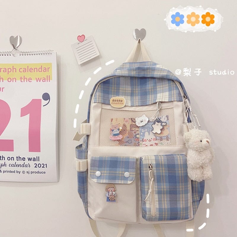 High School Students Junior High Primary And Secondary College Ins Style Backpacks backpack Bobo&#39;s House Blue 