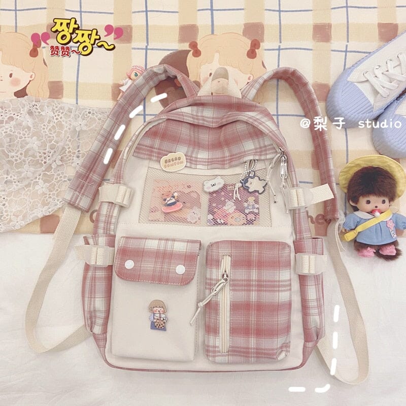 High School Students Junior High Primary And Secondary College Ins Style Backpacks backpack Bobo&#39;s House Pink 