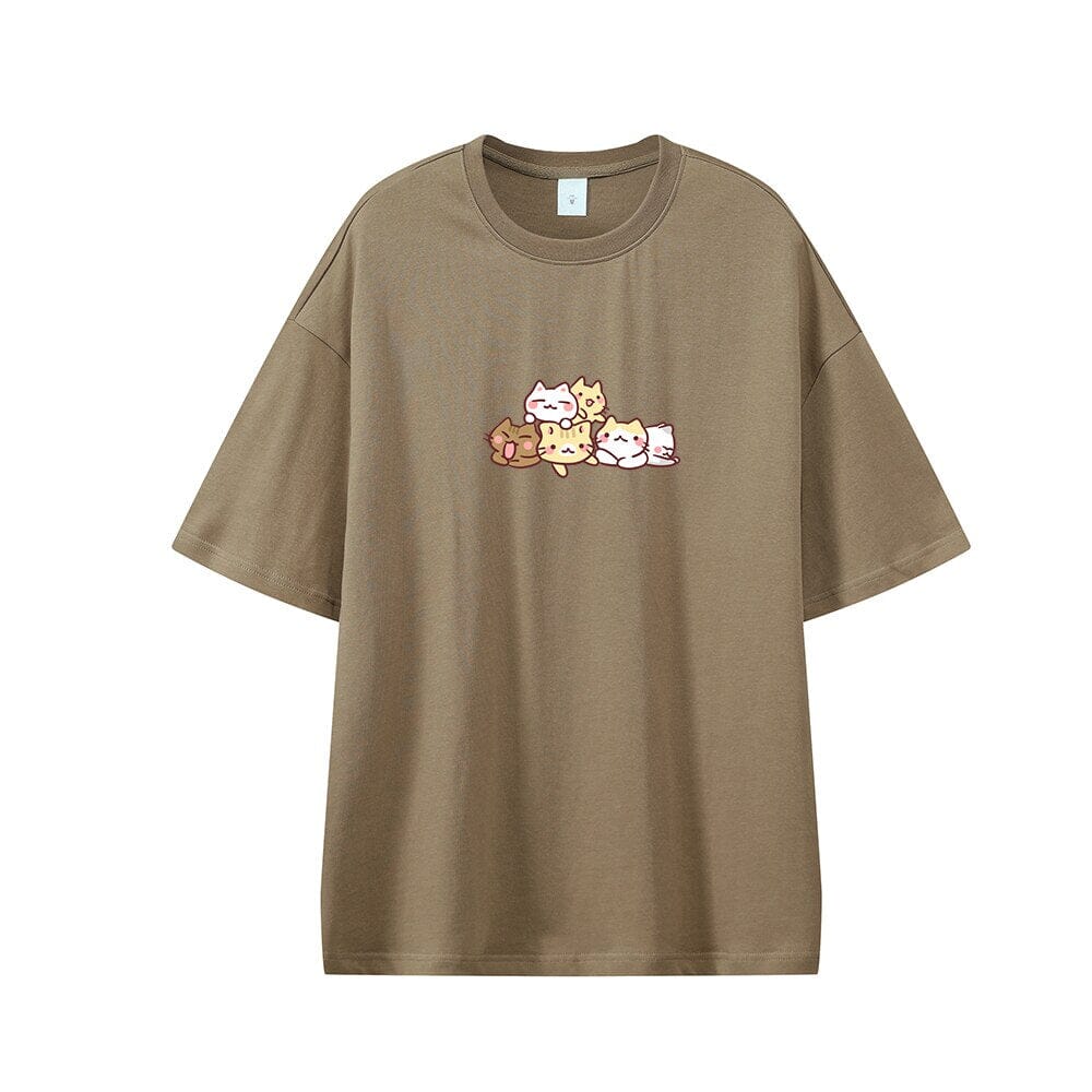 Kwarantinin Kitties Oversized Drop Shoulder T-Shirt 0 Bobo&#39;s House Coffee XS 