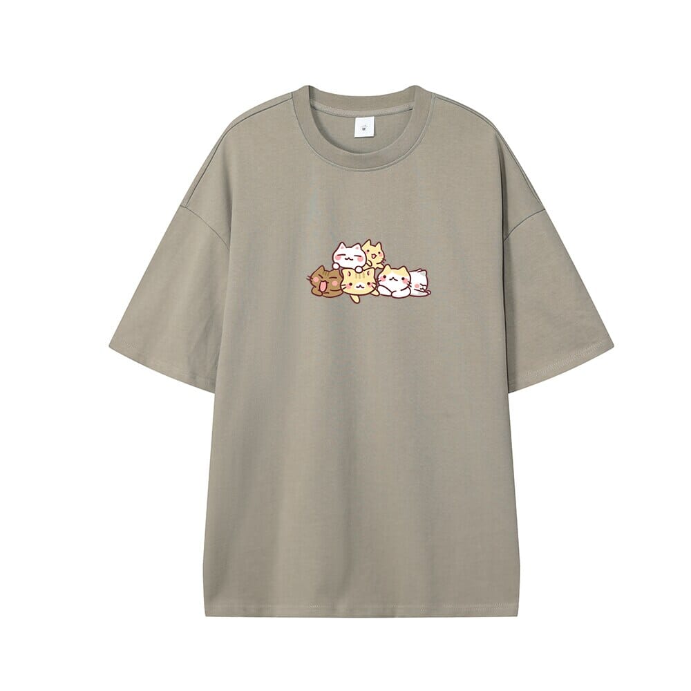 Kwarantinin Kitties Oversized Drop Shoulder T-Shirt 0 Bobo&#39;s House Dusty Beige XS 