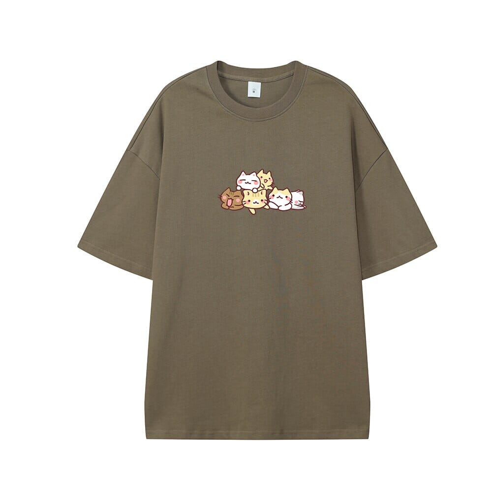 Kwarantinin Kitties Oversized Drop Shoulder T-Shirt 0 Bobo&#39;s House Dusty Concrete XS 