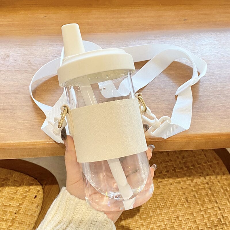 Milk Tea Cup With Straw For Women Simple And Portable Bottles Bobo&#39;s House White 500ml glass cup 