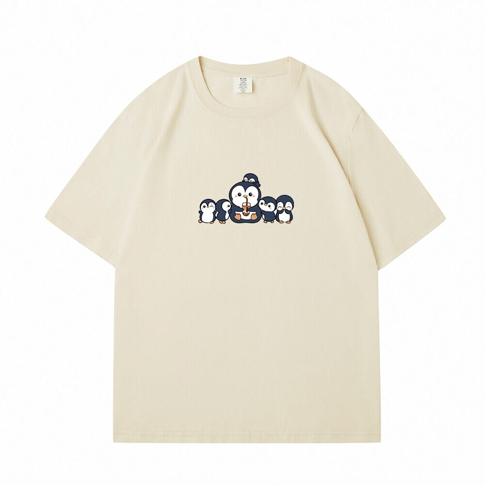 Penguin and Friends Loose Cotton T-Shirts 0 Bobo&#39;s House Apricot S 