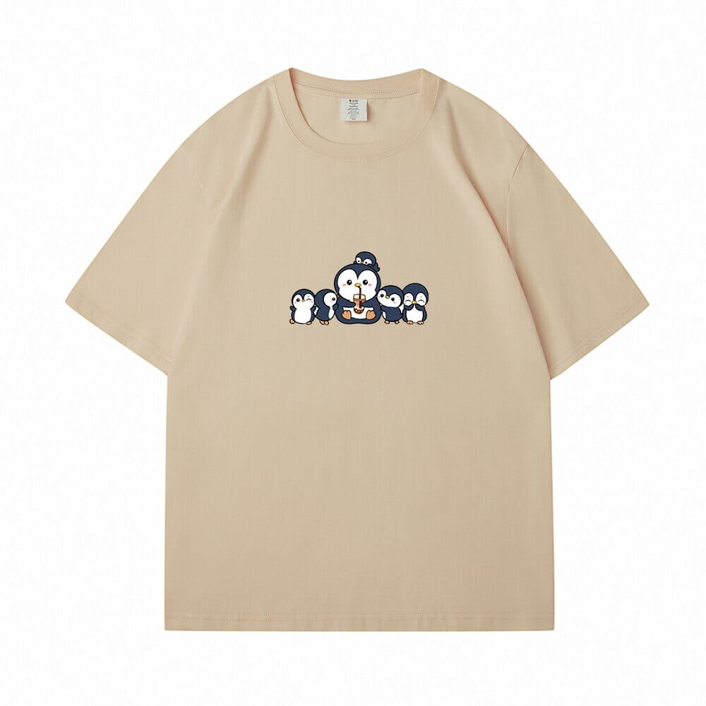 Penguin and Friends Loose Cotton T-Shirts 0 Bobo&#39;s House Camel S 