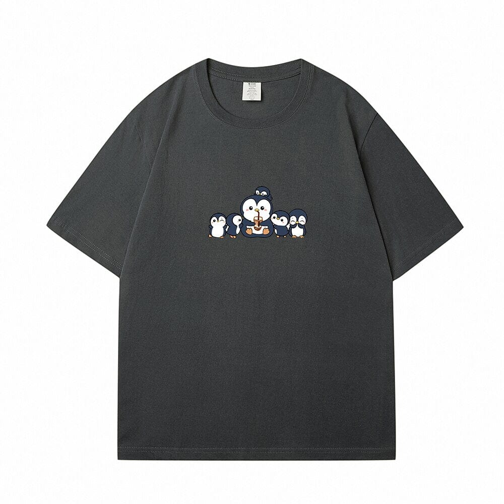 Penguin and Friends Loose Cotton T-Shirts 0 Bobo&#39;s House Gray S 