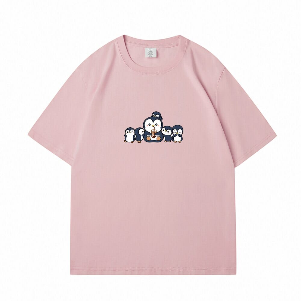 Penguin and Friends Loose Cotton T-Shirts 0 Bobo&#39;s House Pink S 