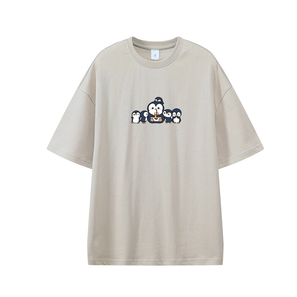Penguin and Friends Oversized Drop Shoulder T-Shirt 0 Bobo&#39;s House Concrete XS 