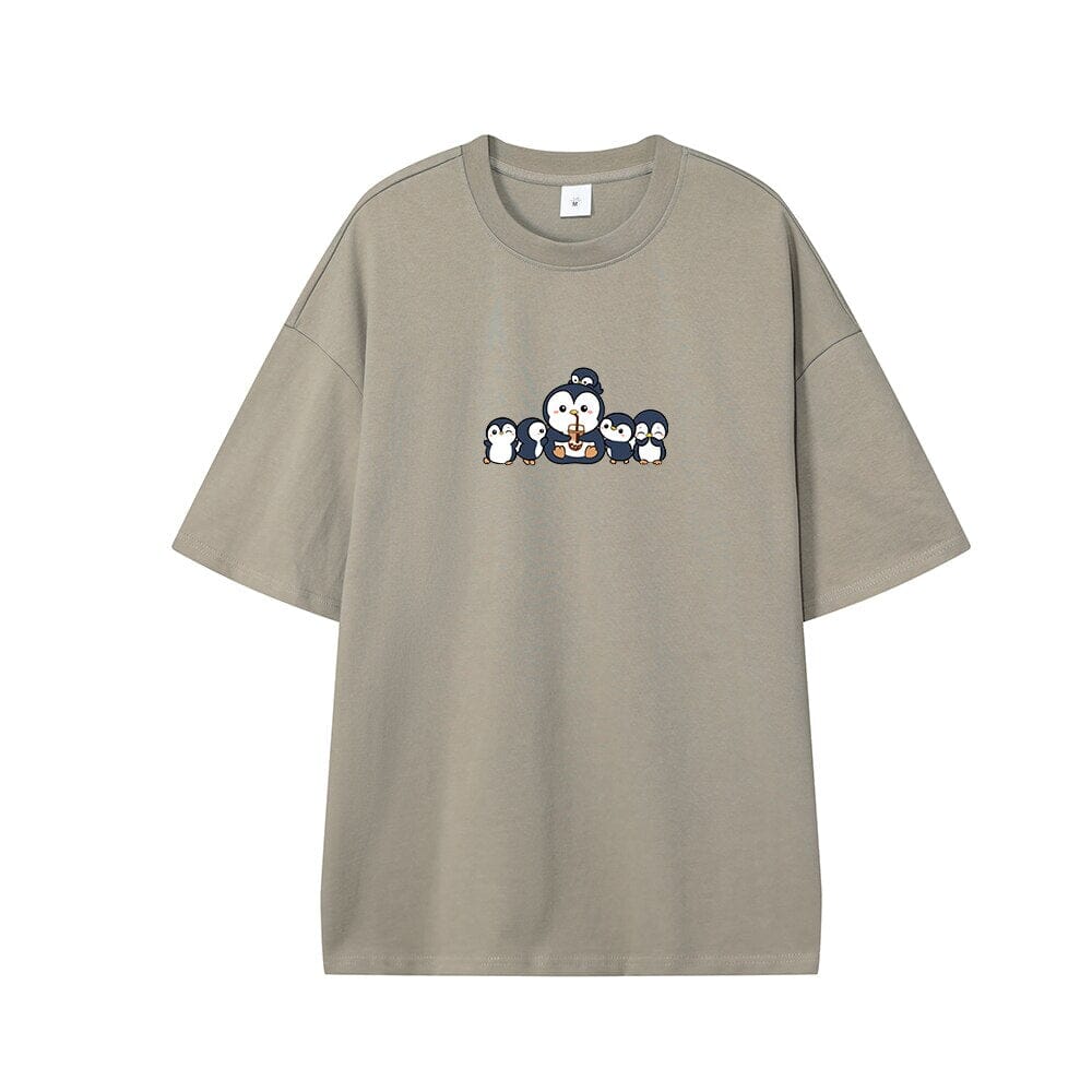 Penguin and Friends Oversized Drop Shoulder T-Shirt 0 Bobo&#39;s House Dusty beige XS 
