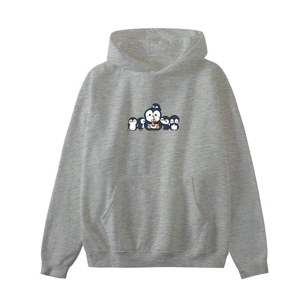 Penguin and Friends Oversized Soft Hoodies 0 Bobo&#39;s House Gray S 