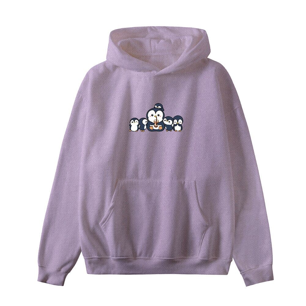 Penguin and Friends Oversized Soft Hoodies 0 Bobo&#39;s House Purple S 
