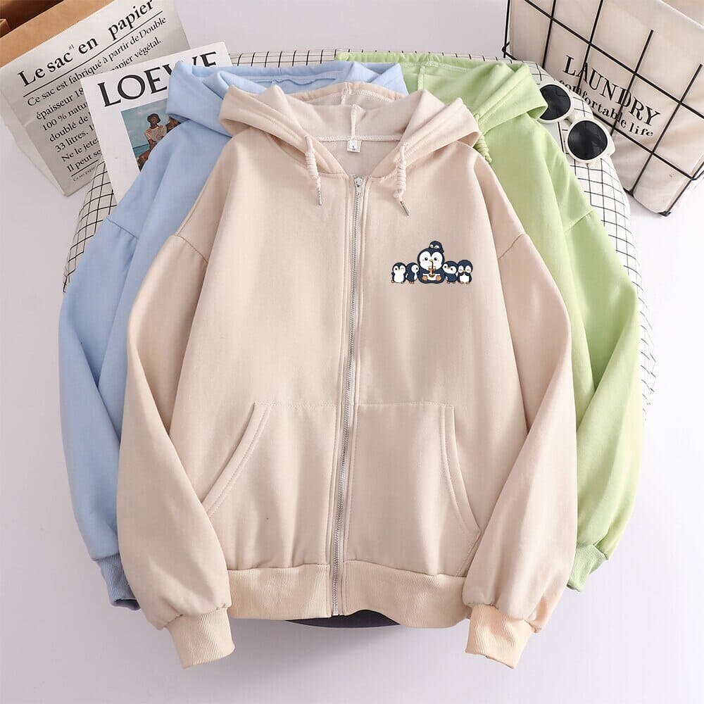 Penguin and Friends Soft Zip-Up Hoodie 0 Bobo's House 