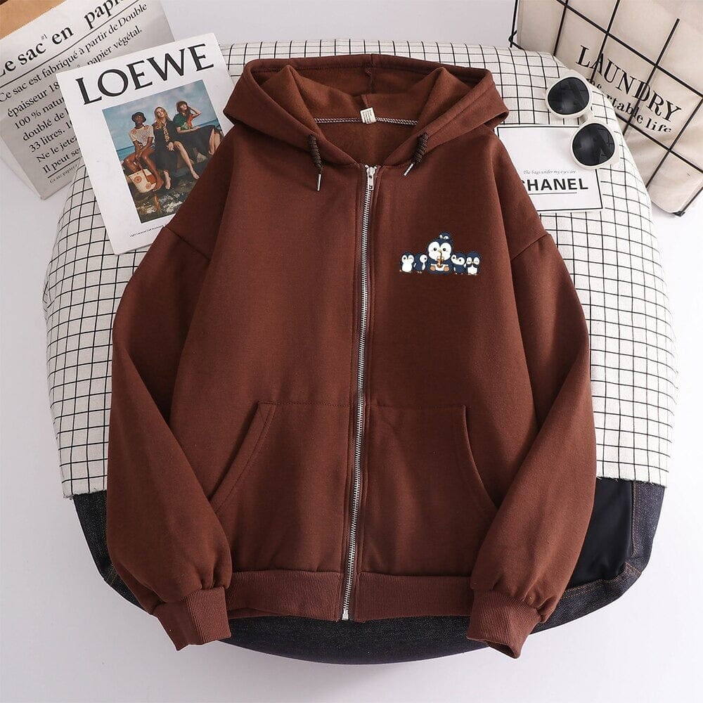 Penguin and Friends Soft Zip-Up Hoodie 0 Bobo&#39;s House 