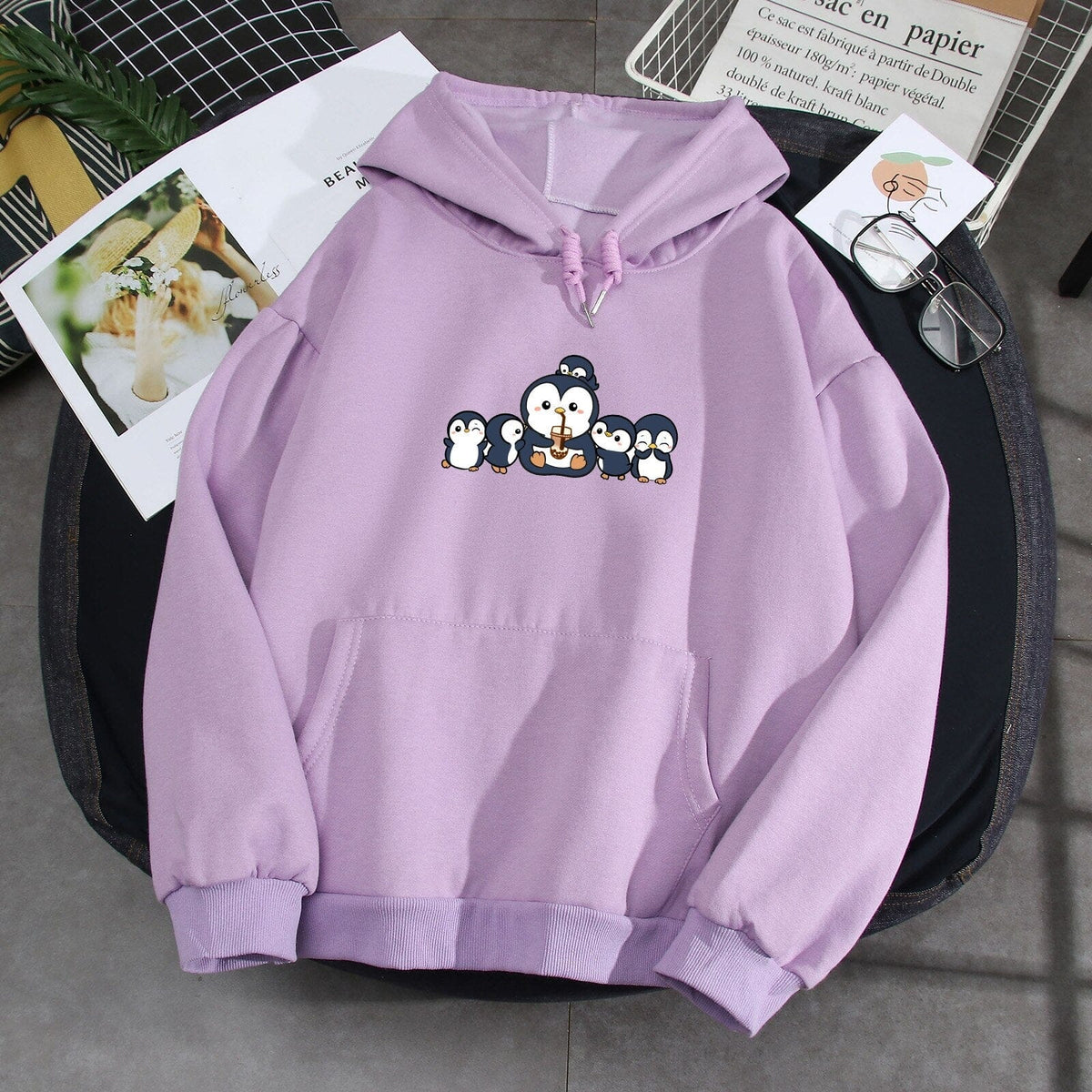 Penguins and Friends Soft Hoodie 0 Bobo&#39;s House Purple S 