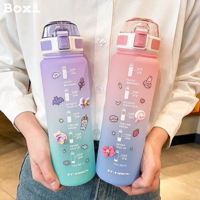 Remember To Stay Hydrated Tinted Slender Bottles w/ Stickers- 1L - Bobo ...